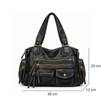 Sac à main en cuir vintage à poches zippées - Amélie