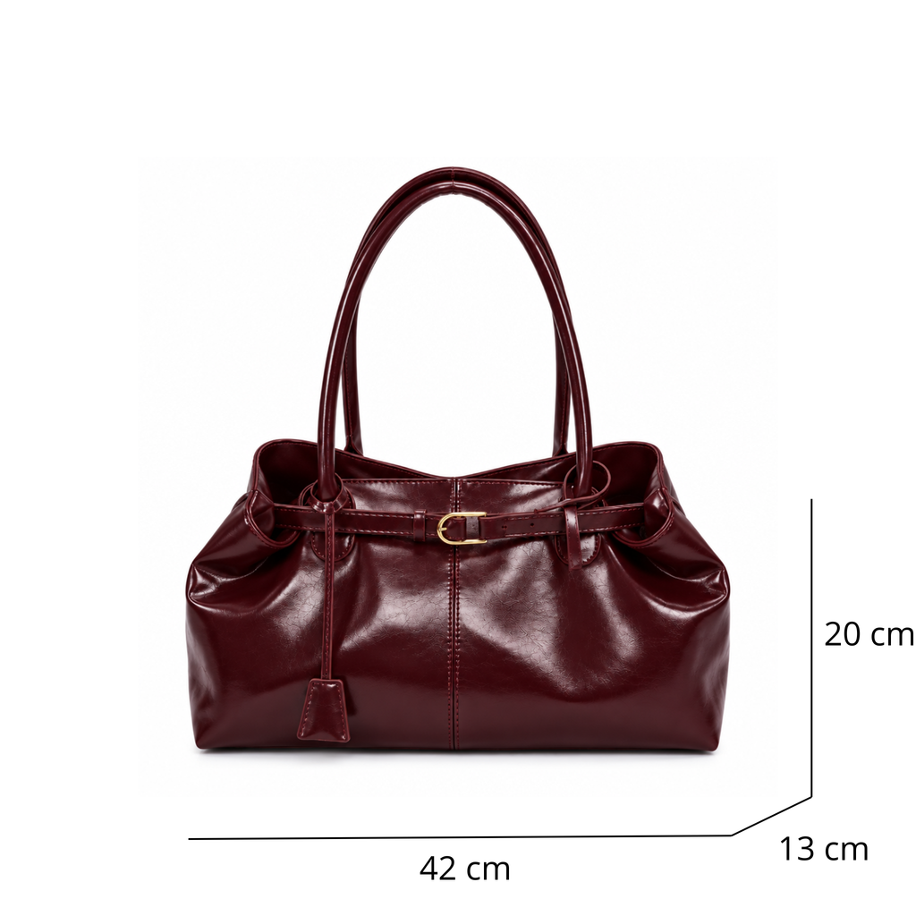 Sac à main de cours en cuir souple verni- Louane