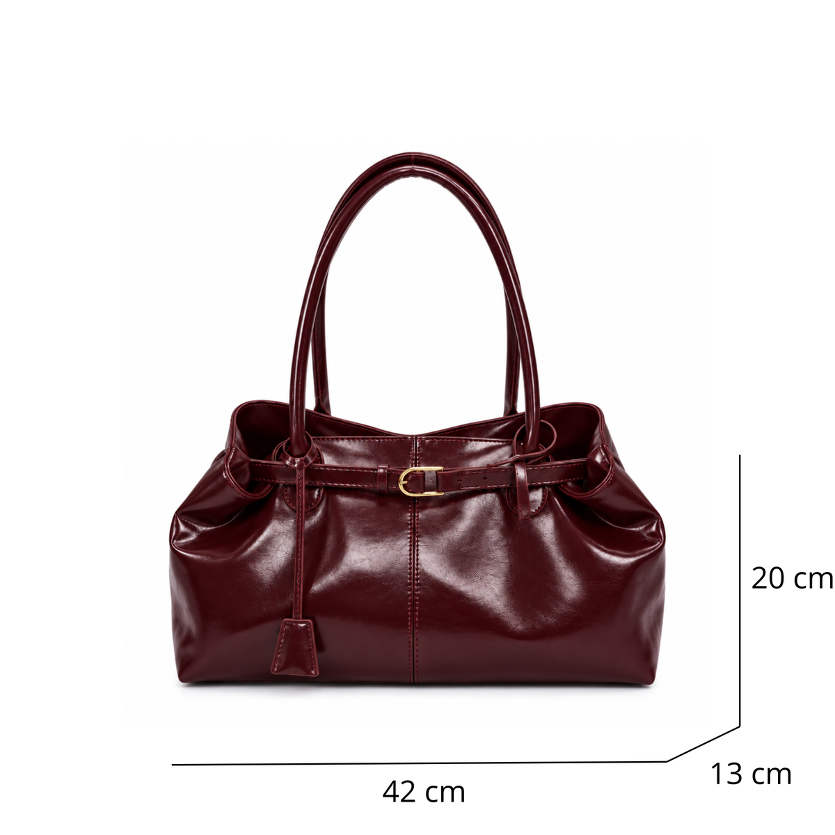 Sac à main de cours en cuir souple verni- Louane