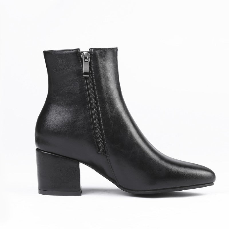 Bottines en similicuir à talon carré – ÉLYRA