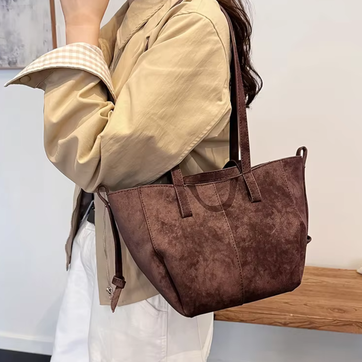 Sac à main cours daim souple grande capacité - Joy