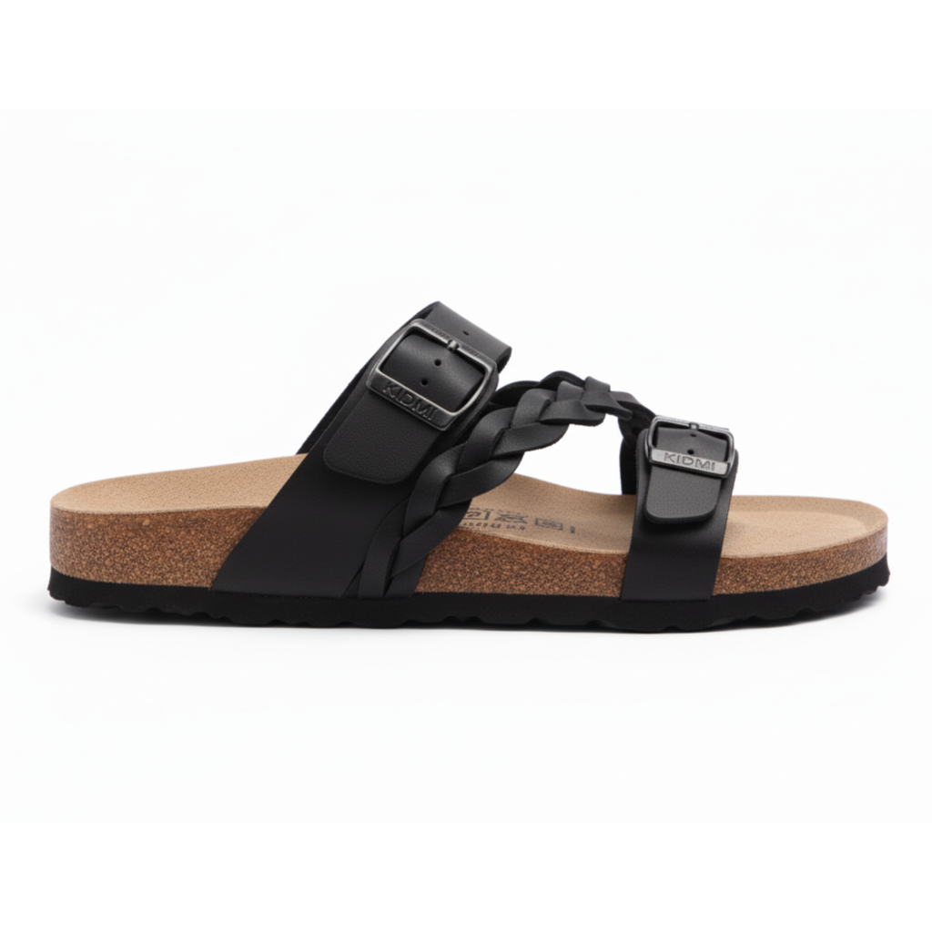 Sabot Femme en cuir avec boucles à Semelle en Liège - SAYNA