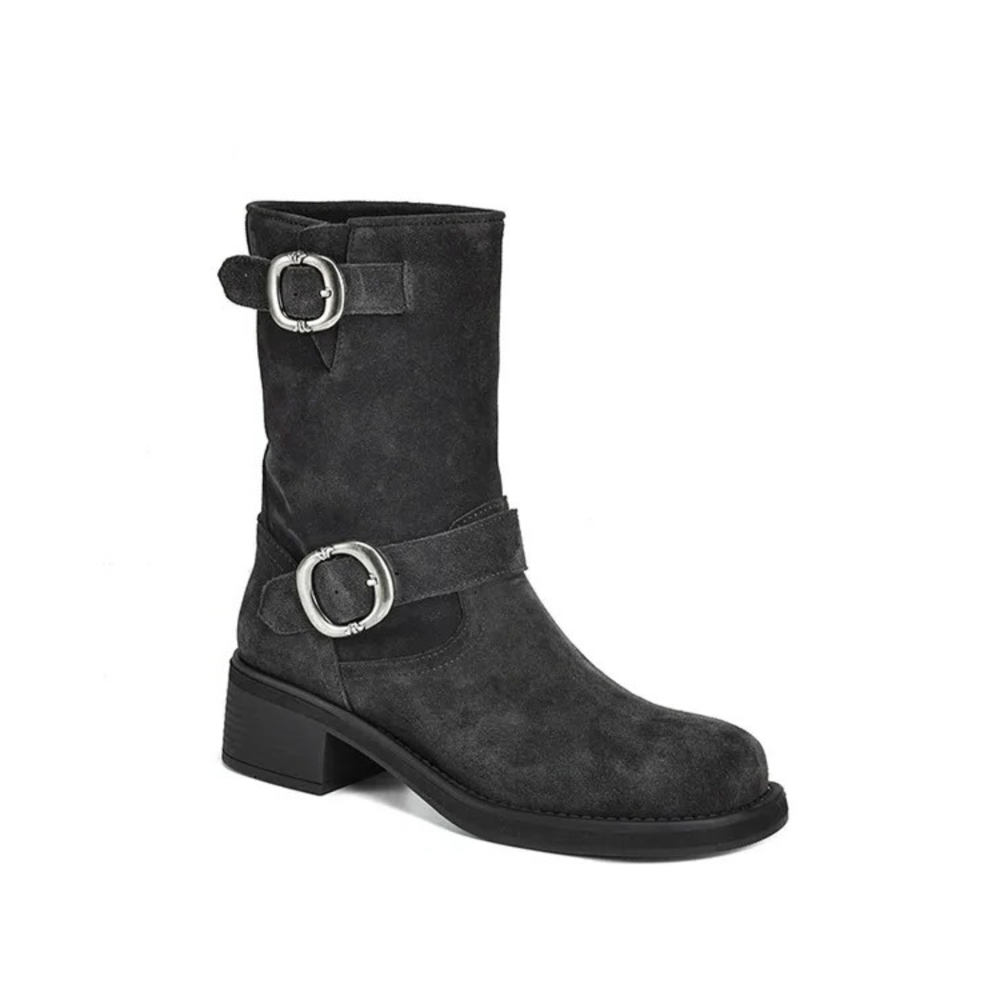 Bottines en daim à talon rond – LORÉA