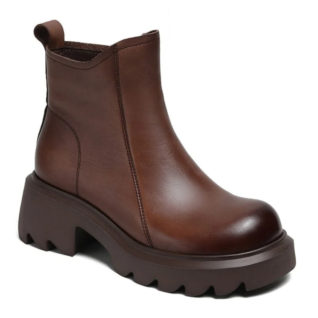 Bottines en cuir à semelle crantée – LYORÉA