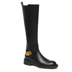 Bottes hautes en cuir à talon plat – ANASTÉRIA