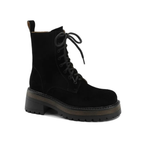 Bottines à lacets en daim à talon avec semelle crantée – MÉLORA