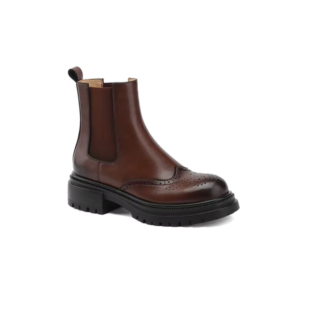 Bottines en cuir avec élastique à semelle crantée – ALMÉA