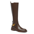 Bottes hautes en cuir à talon plat – ANASTÉRIA