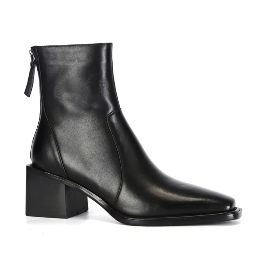 Bottines en cuir à talon carré – AURÉLIA
