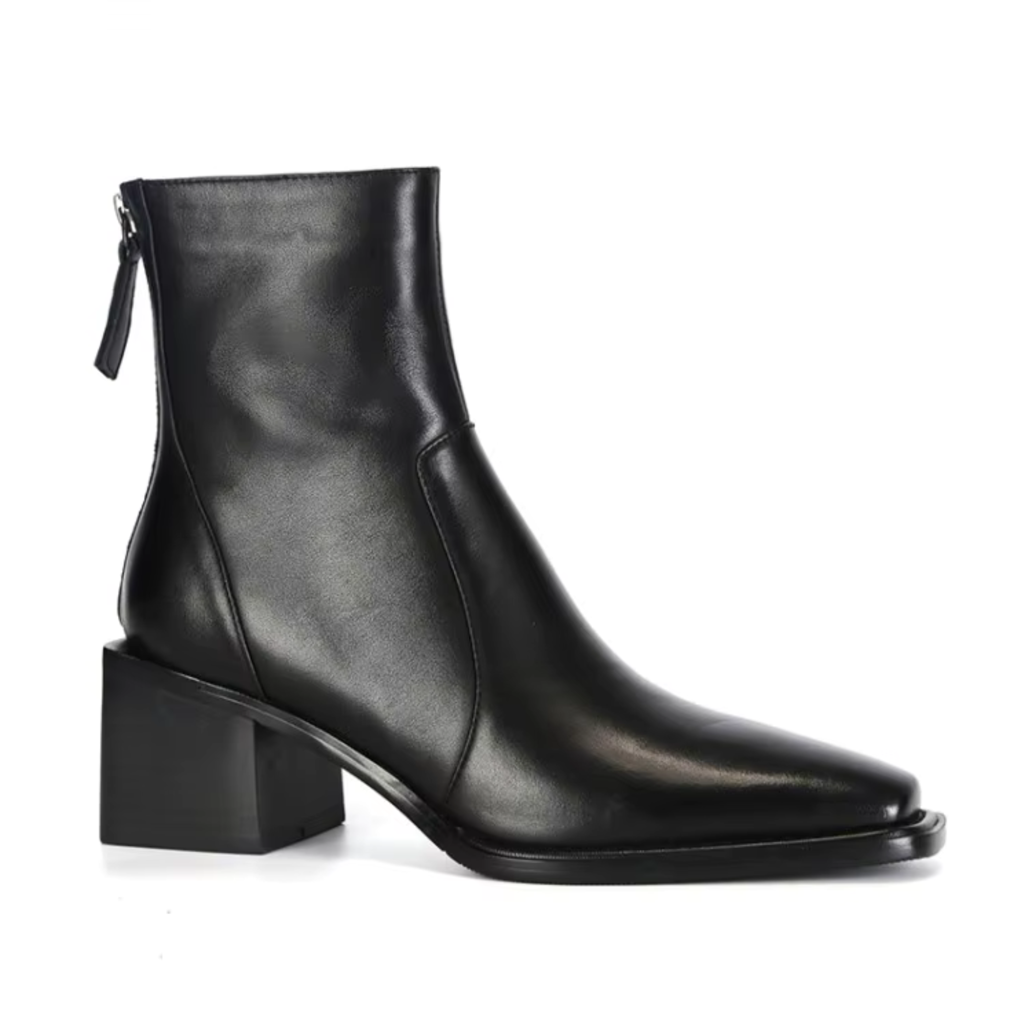 Bottines en cuir à talon carré – AURÉLIA