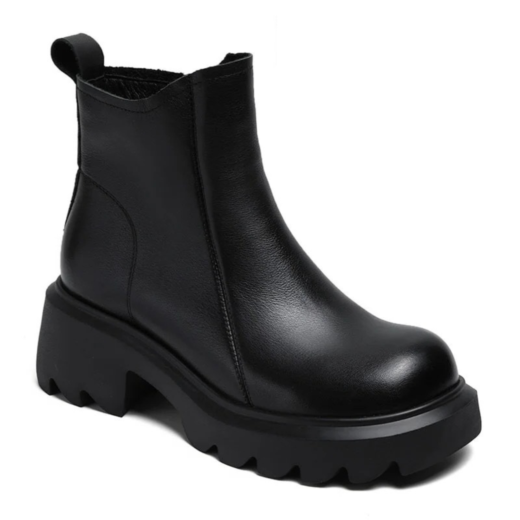 Bottines en cuir à semelle crantée – LYORÉA