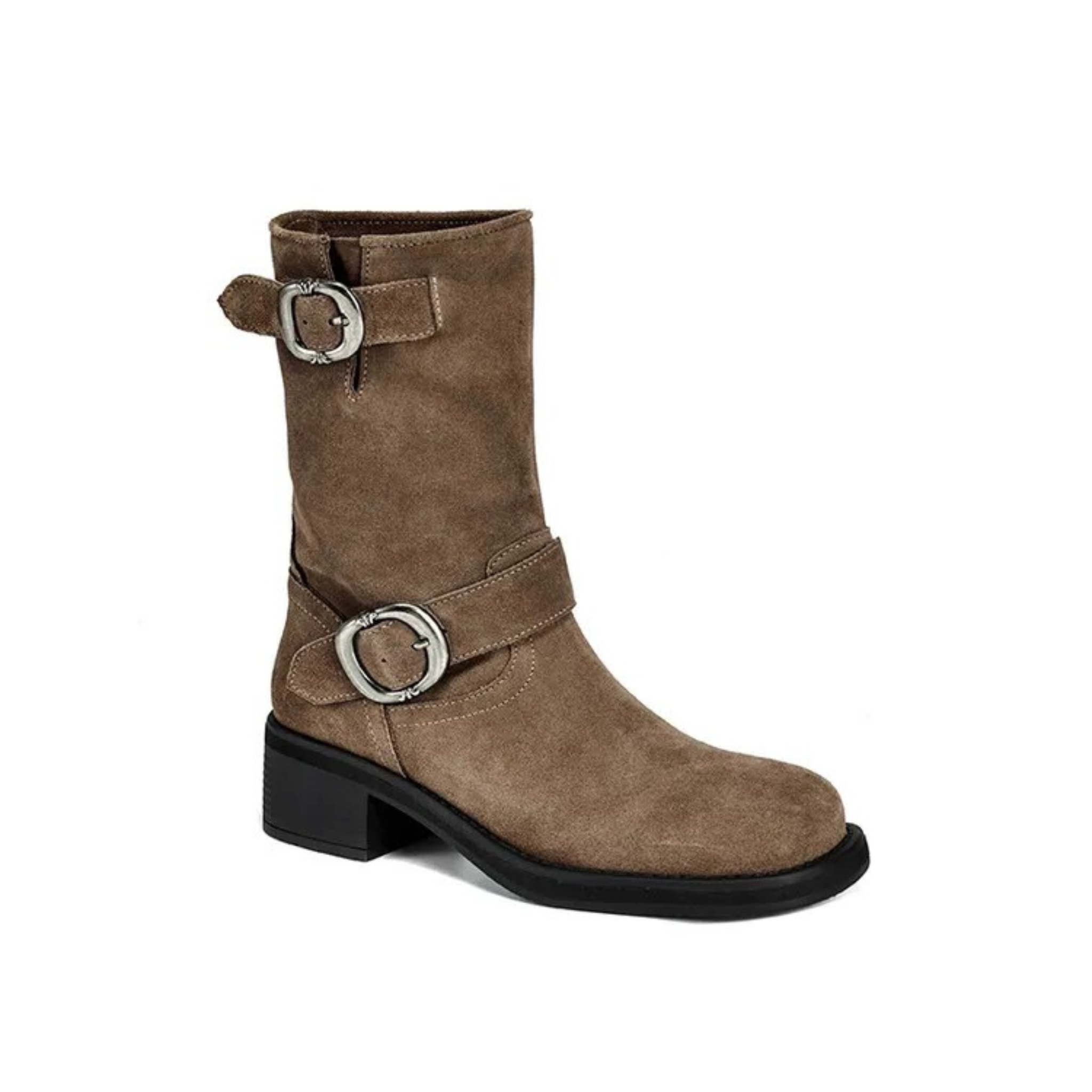 Bottines en daim à talon rond – LORÉA