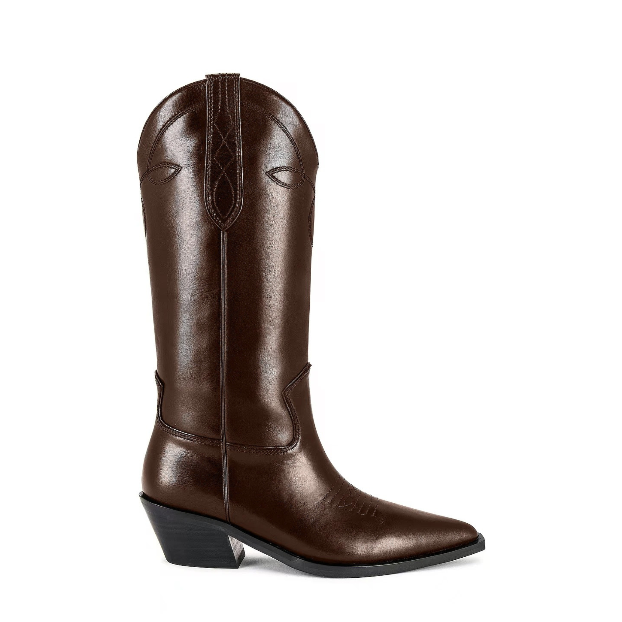 Santiags en cuir Vintage à talon plat – LYNORA