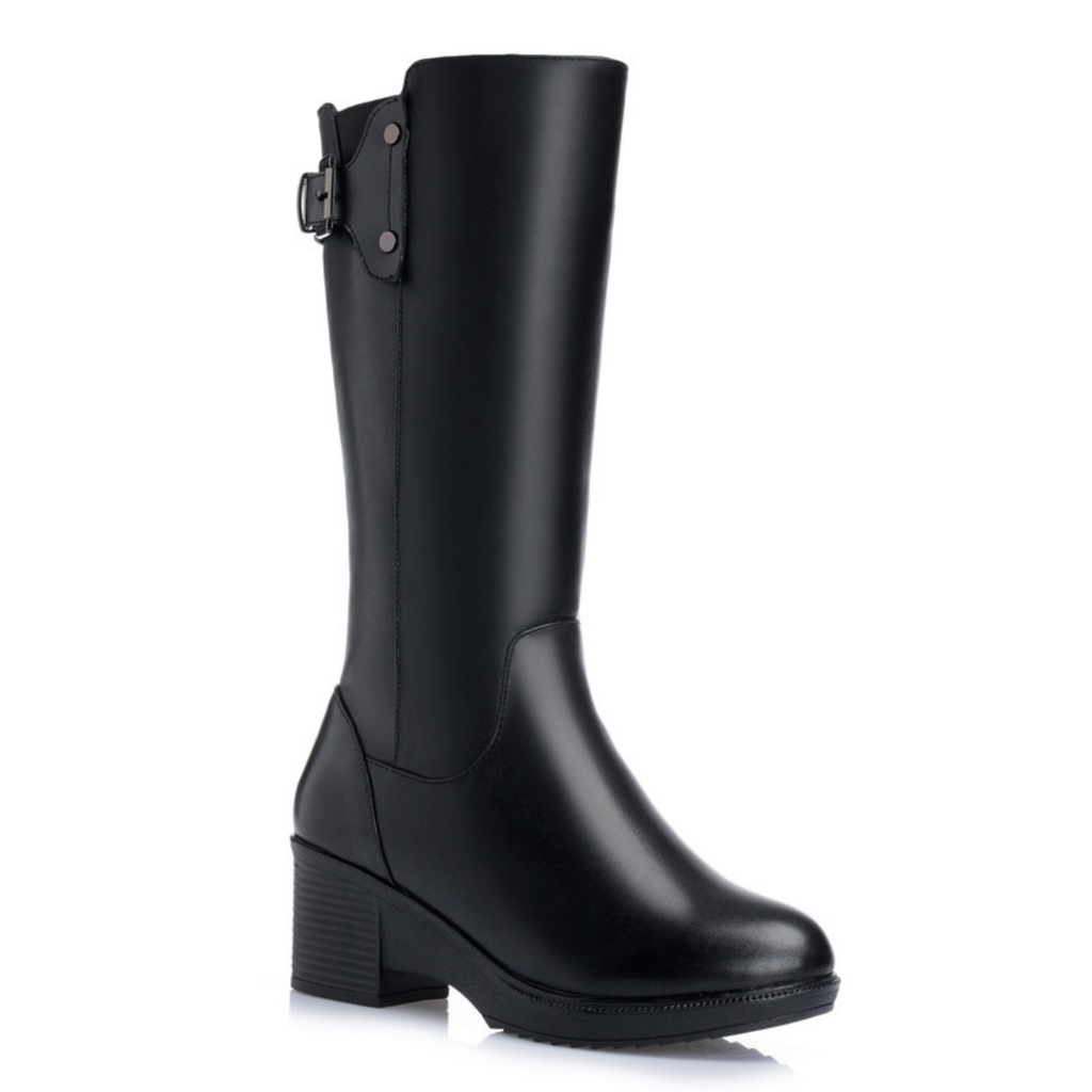 Bottes mi-mollet en cuir à talon – MAÉLIS