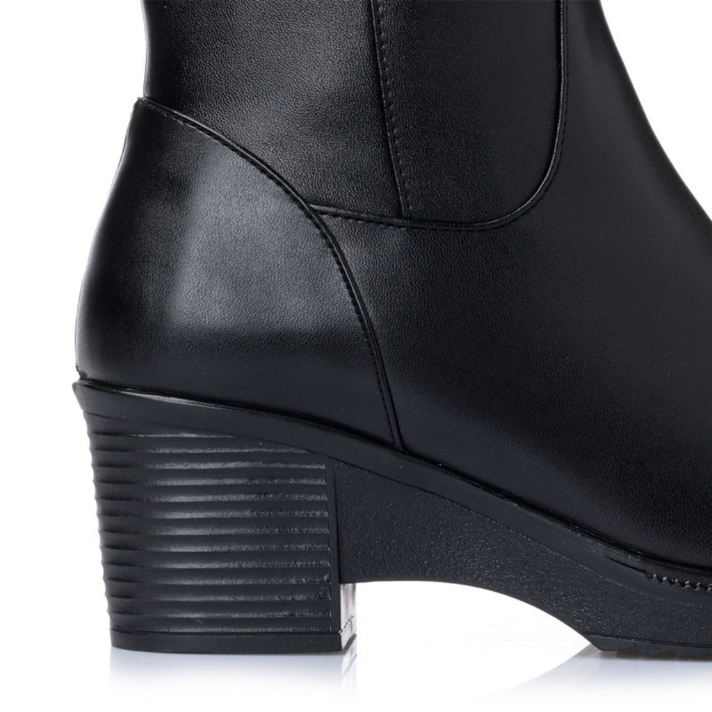 Bottes mi-mollet en cuir à talon – MAÉLIS