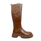 Bottes hautes en cuir avec élastique à semelle Crantée  – SÉRINA