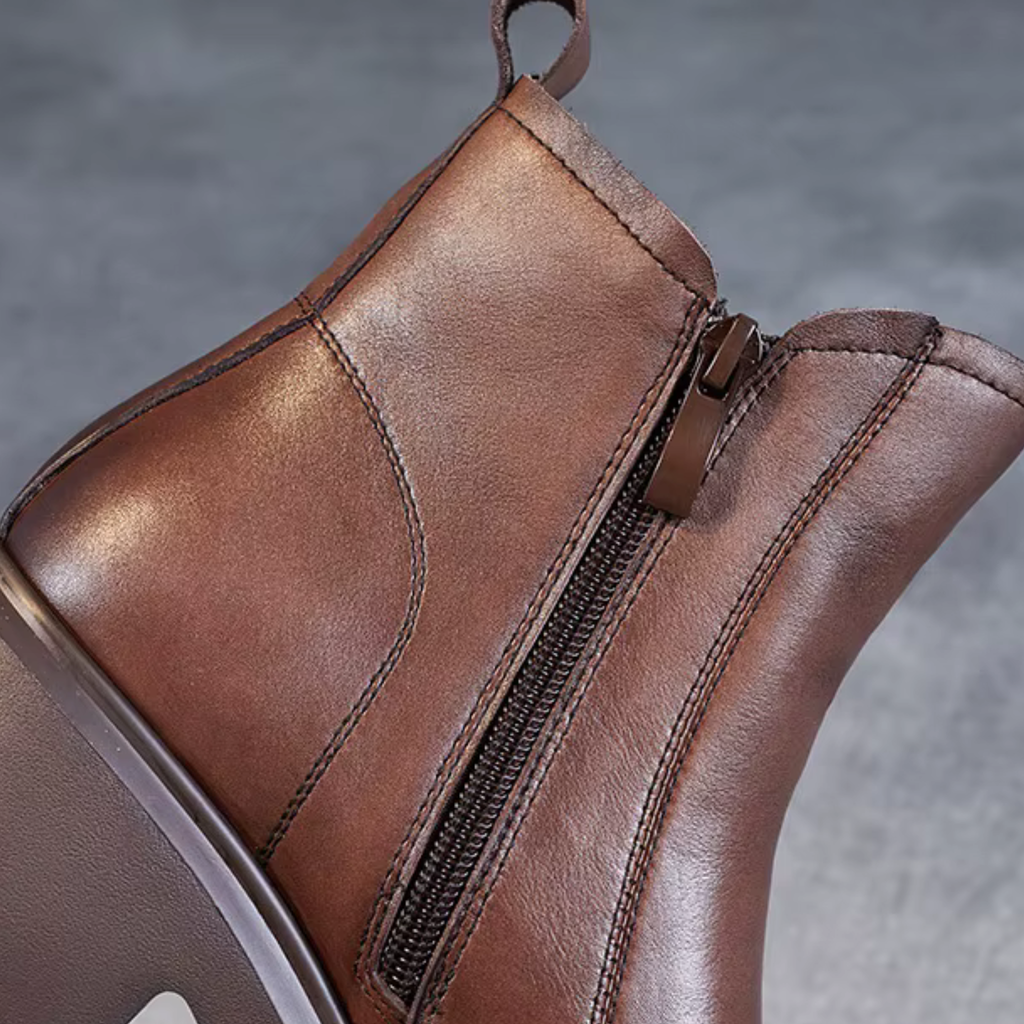 Bottines en cuir à semelle crantée – LYORÉA