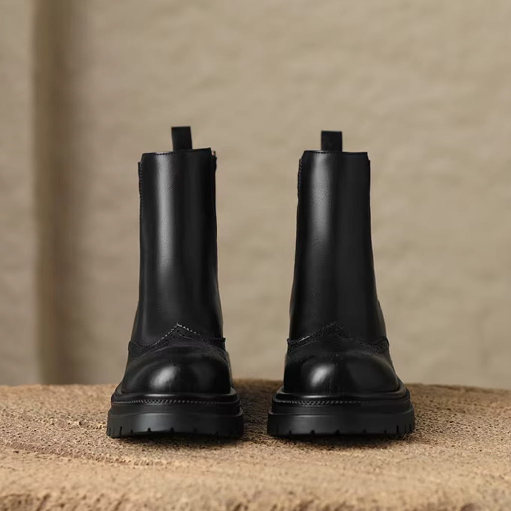 Bottines en cuir avec élastique à semelle crantée – ALMÉA