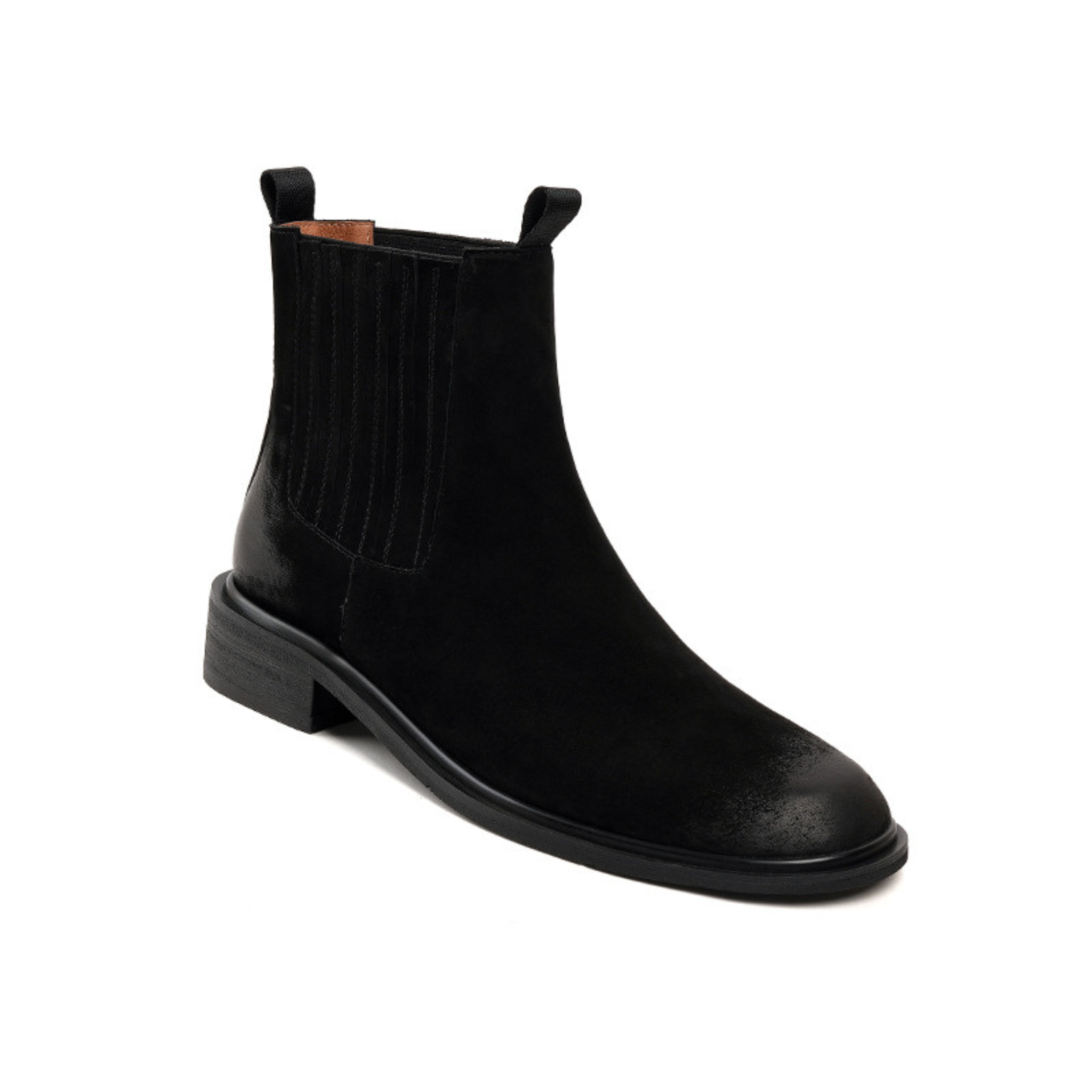 Bottines en cuir avec élastique à talon plat – AMÉRIA