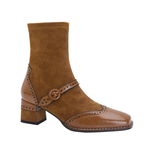 Bottines en cuir type chaussette à talon carré – CALISTA