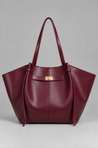 Sac à main de cours en cuir grande capacité Bordeaux - Diane