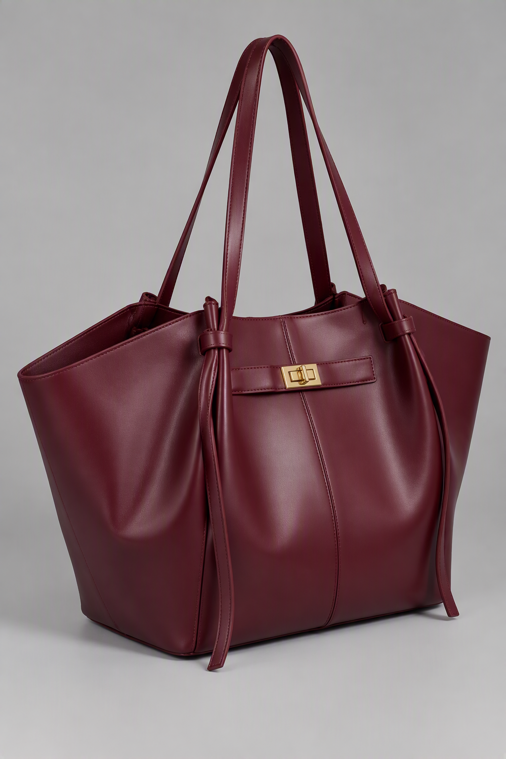 Sac à main de cours en cuir grande capacité Bordeaux - Diane