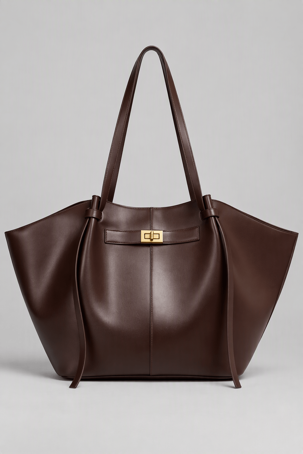 Sac à main marron foncé
femme cuir vegan grande
capacité vue de face Eglaria