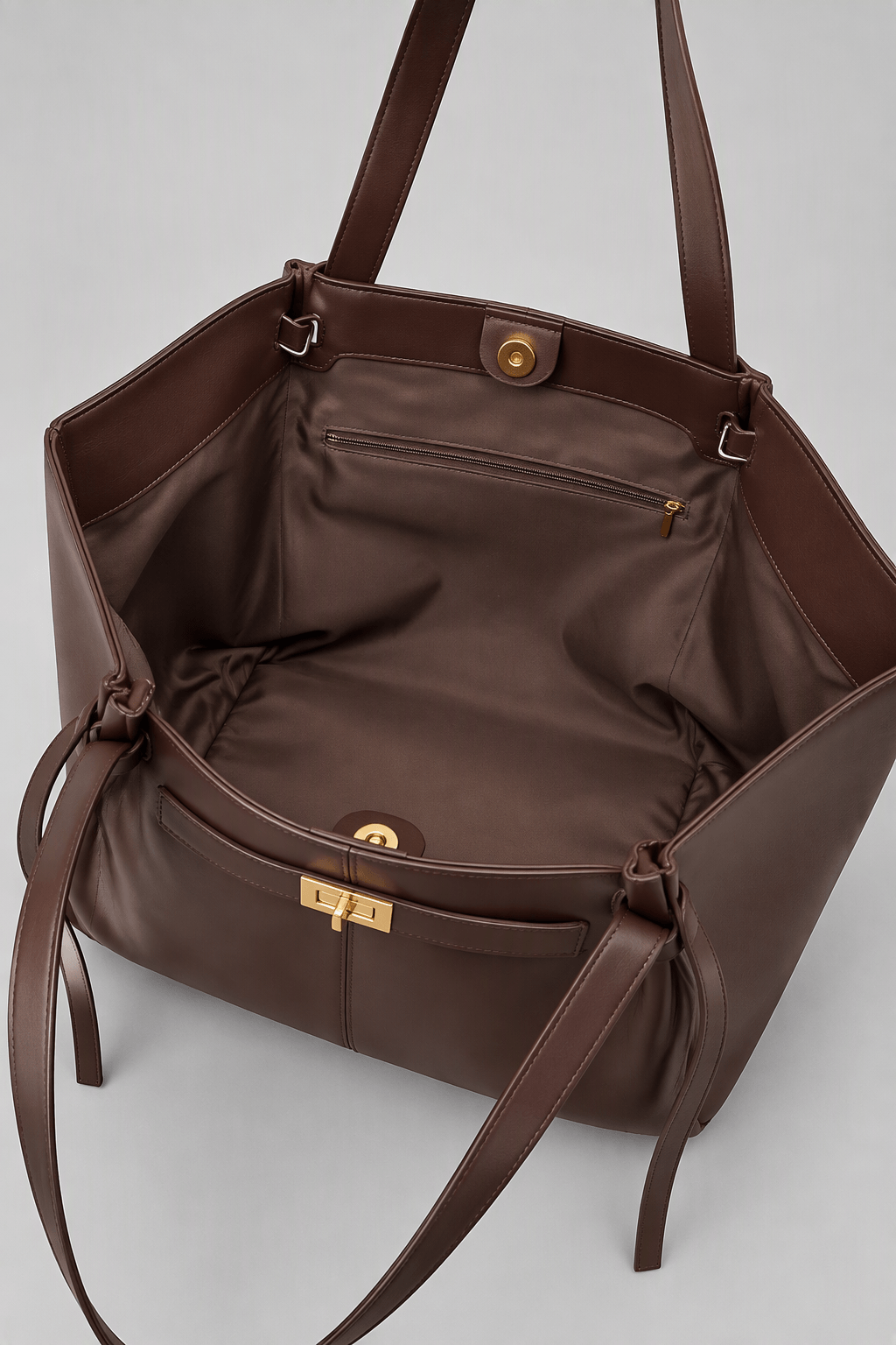 Intérieur sac à main marron foncé femme cuir vegan Eglaria