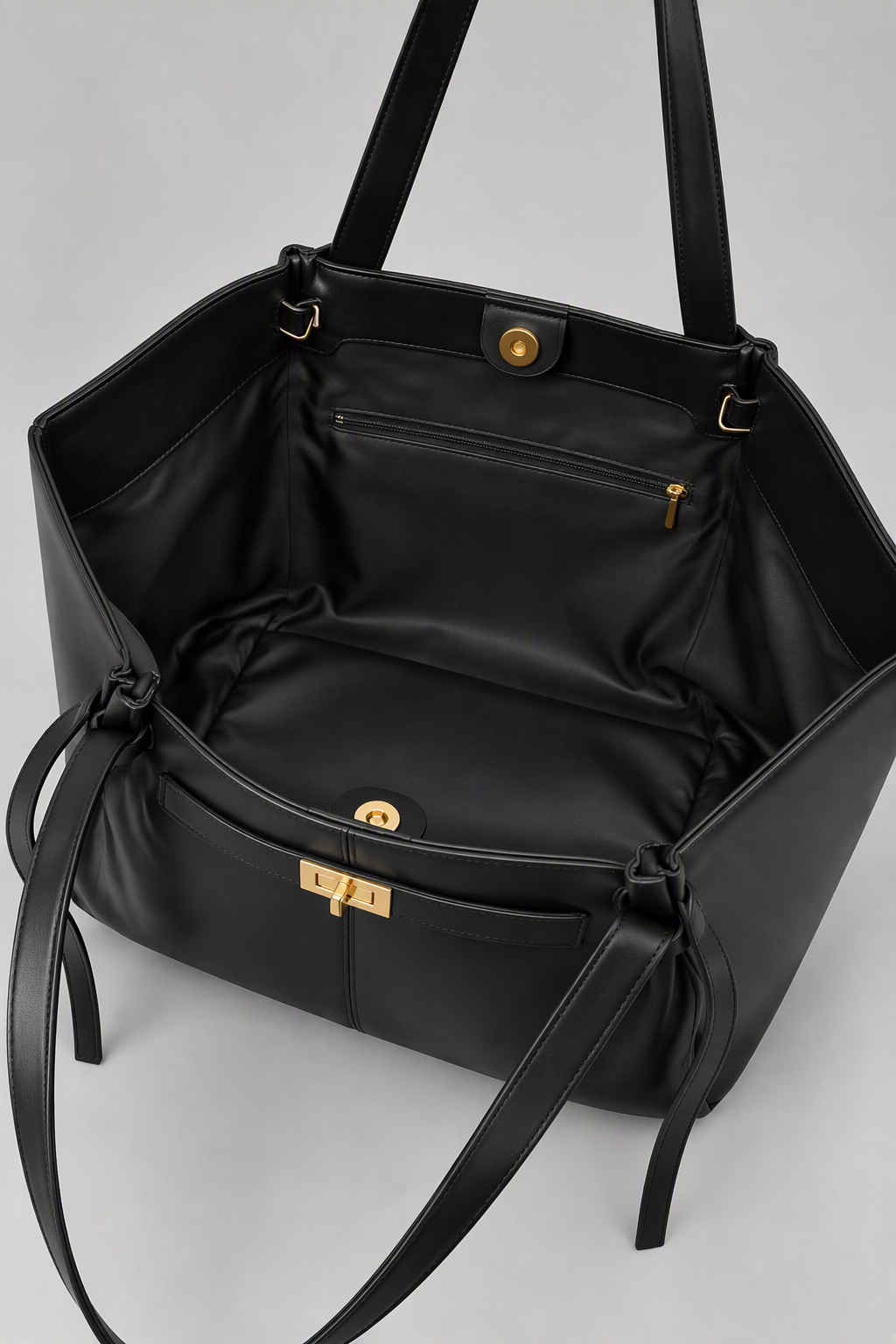 Sac à main de cours en cuir grande capacité noir - Diane