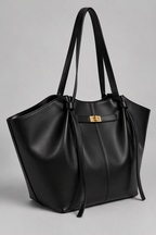Sac à main de cours en cuir grande capacité noir - Diane