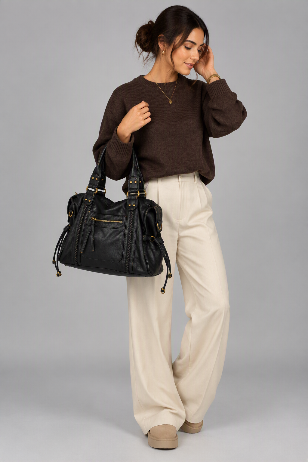 Sac à main de cours bandoulière en cuir - Alma