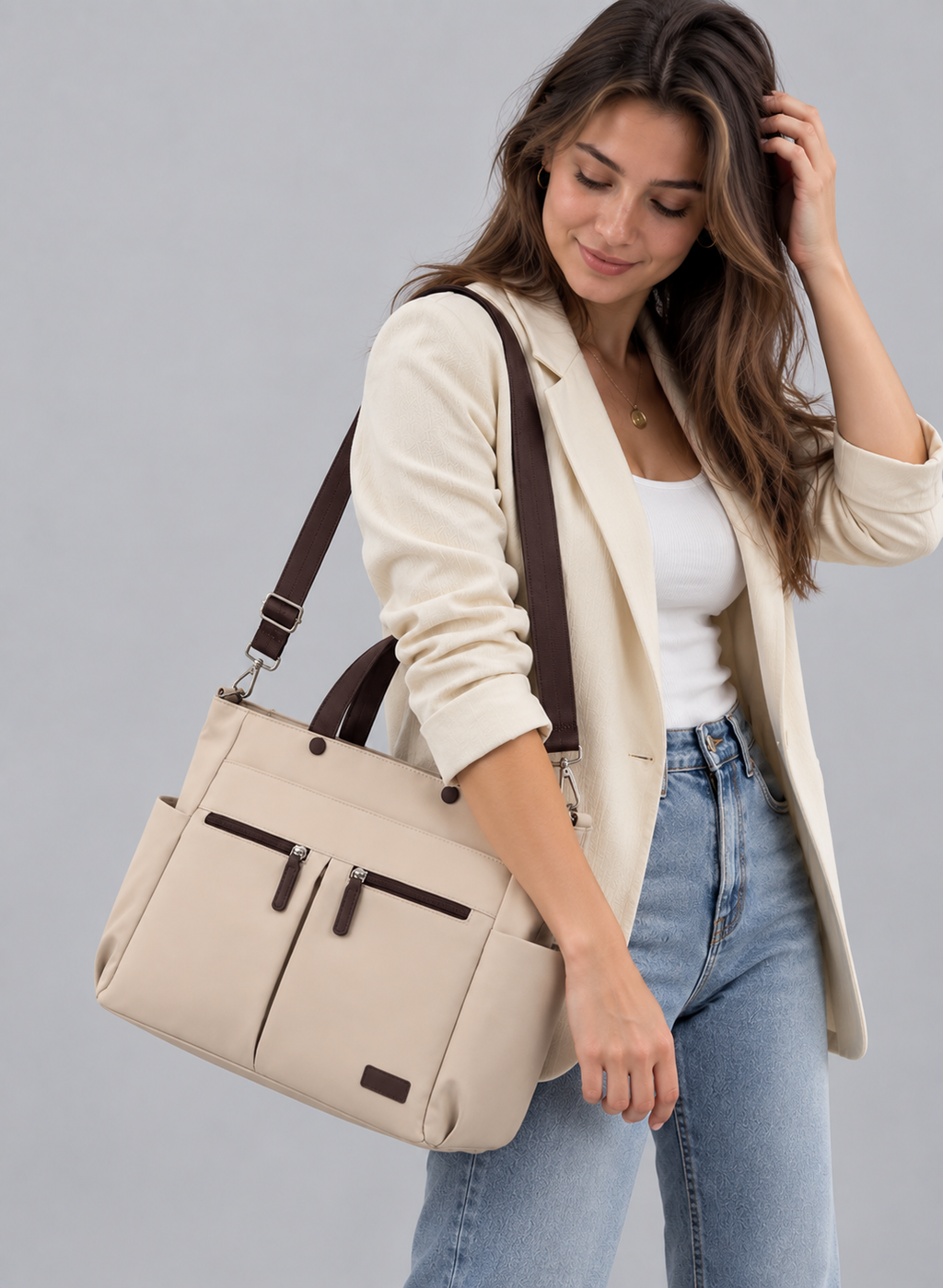 Sac à main bandoulière grand format ordinateur - Lana