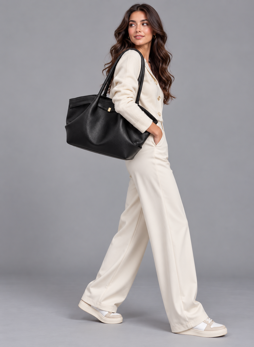 Sac cabas cuir grainé tendance - Lia
