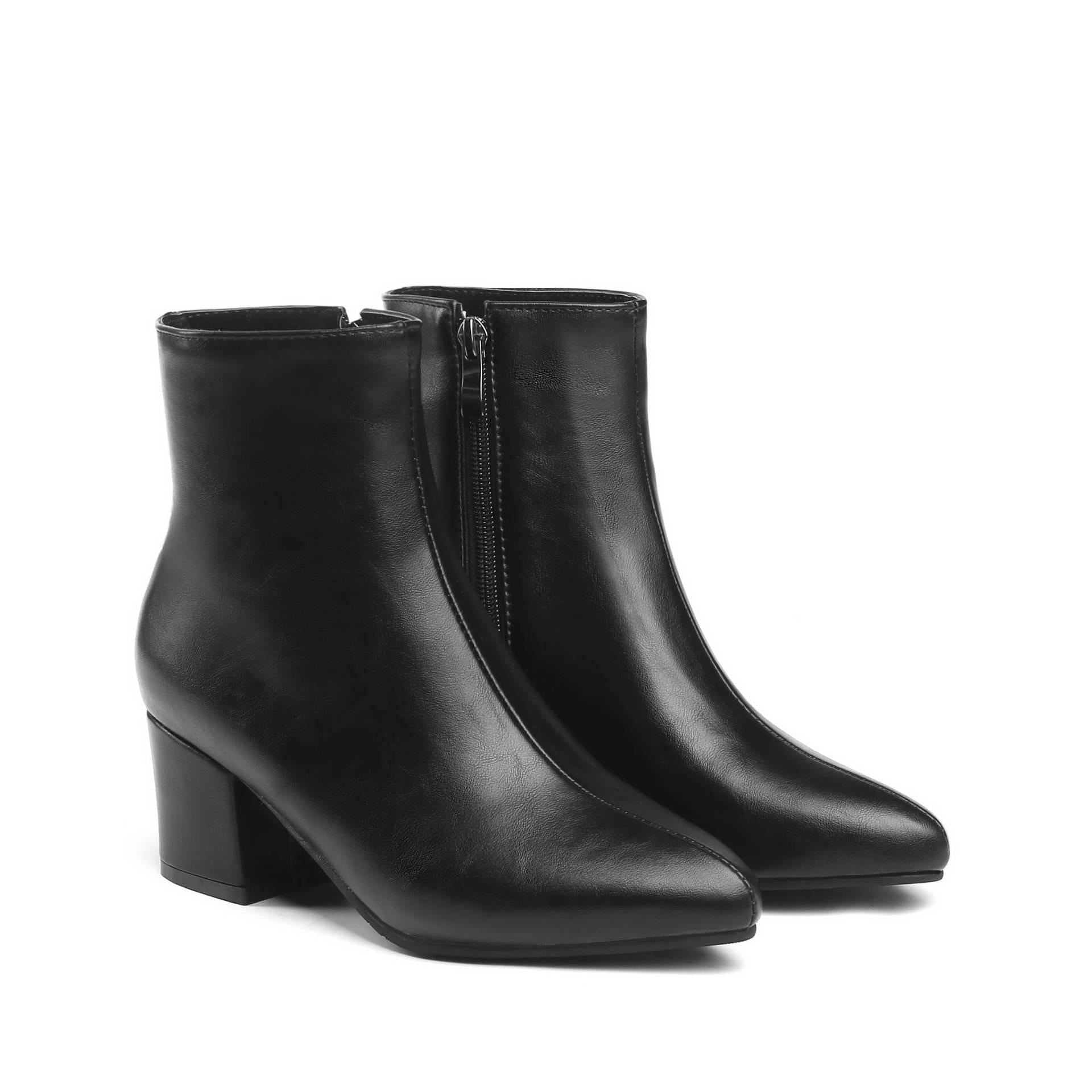 Bottines en similicuir à talon carré – ÉLYRA