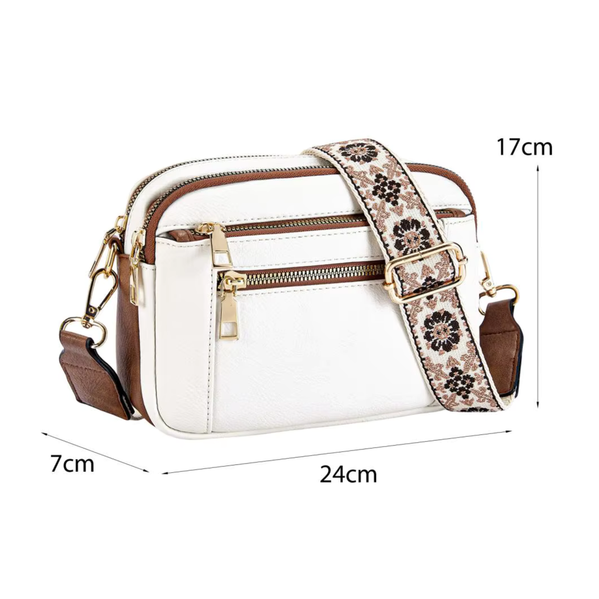 Sac bandoulière femme multipoche cuir souple - Anaïs