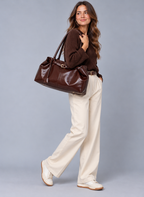 Sac à main de cours en cuir souple verni- Louane