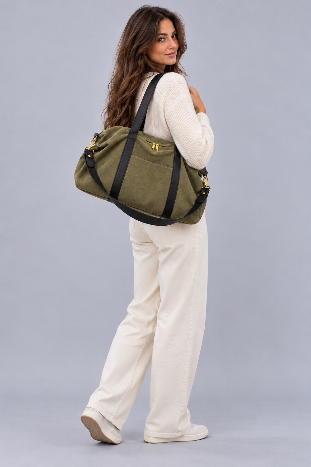 Sac à main bandoulière femme toile vintage grande capacité - Tina