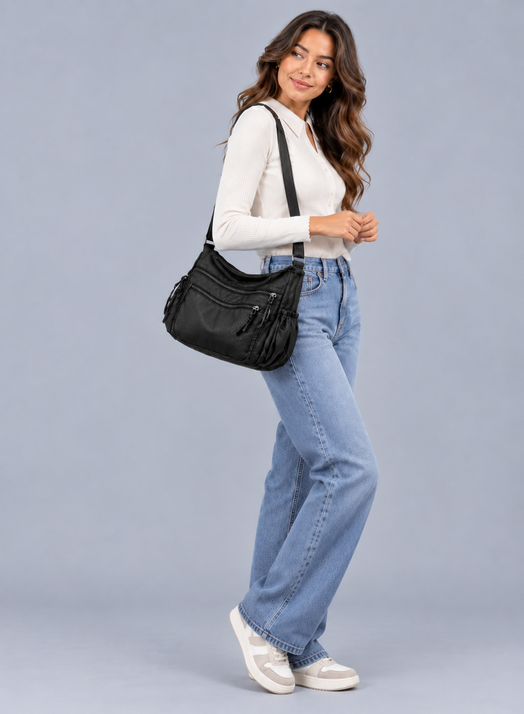 Sac bandoulière femme vintage cuir vegan - Vera