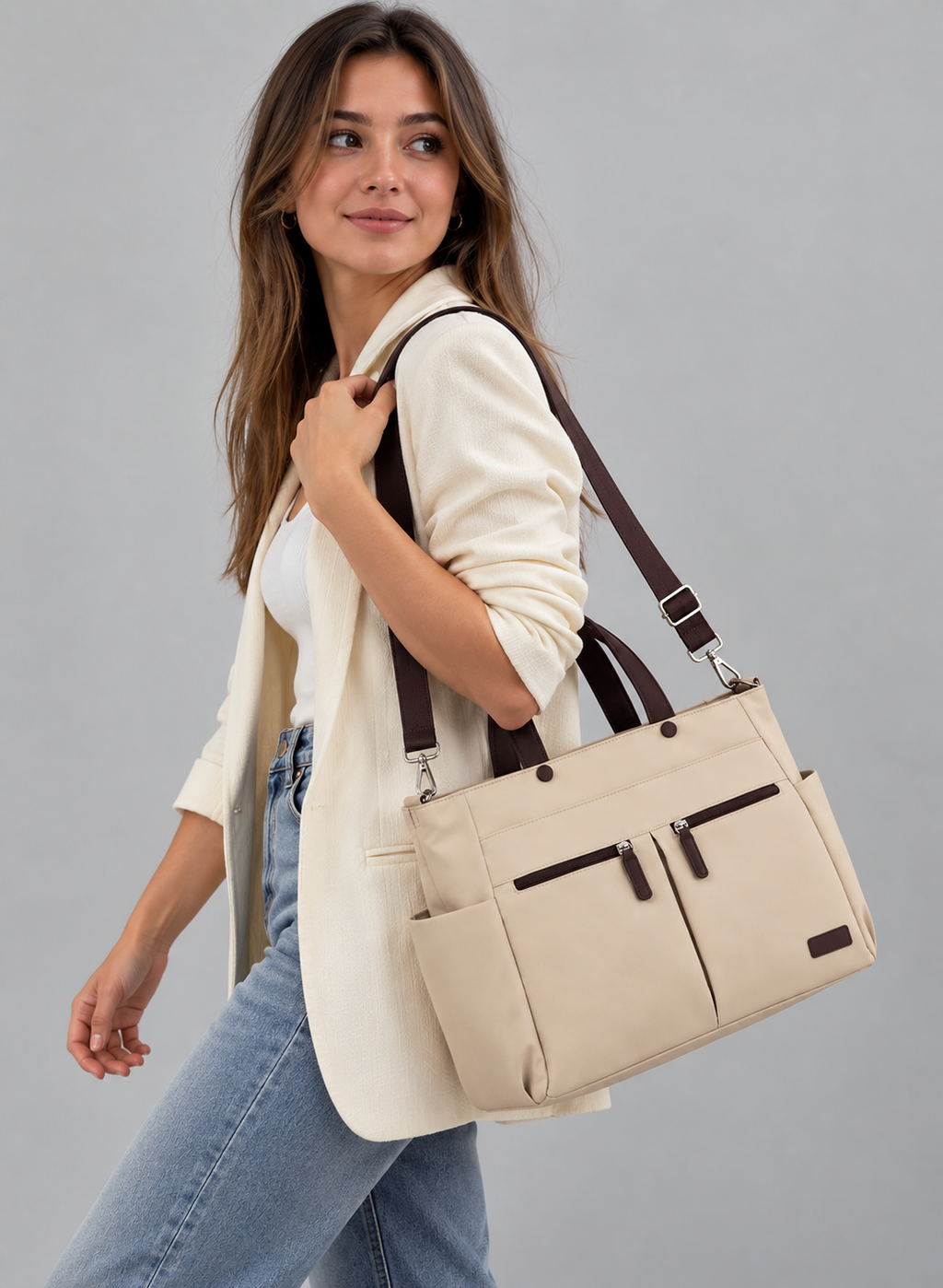 Sac à main bandoulière grand format ordinateur - Lana