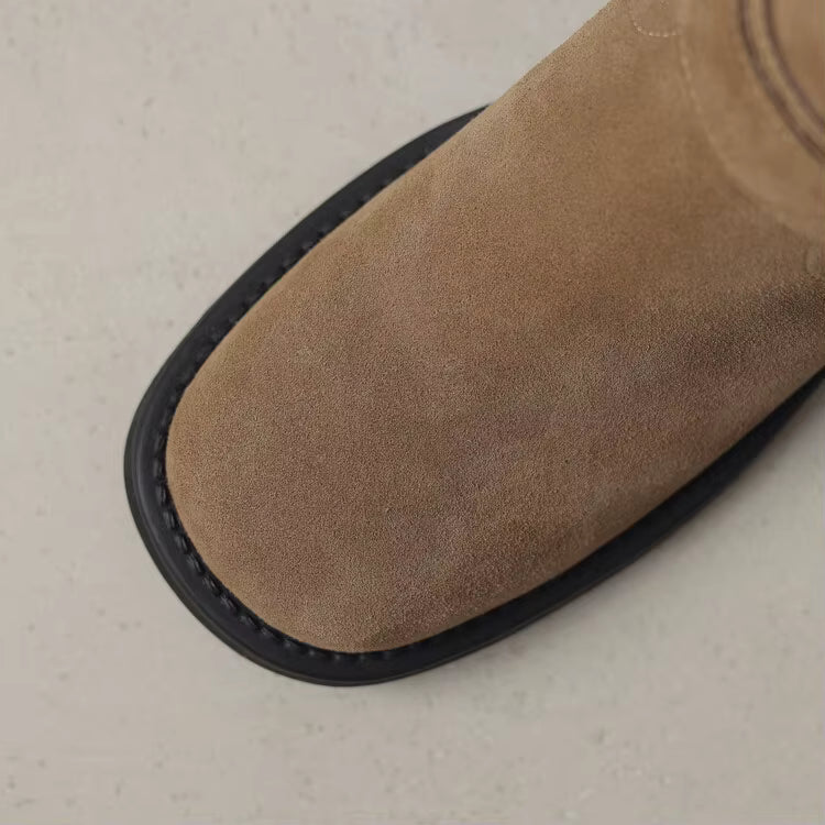 Bottines en daim à talon rond – LORÉA