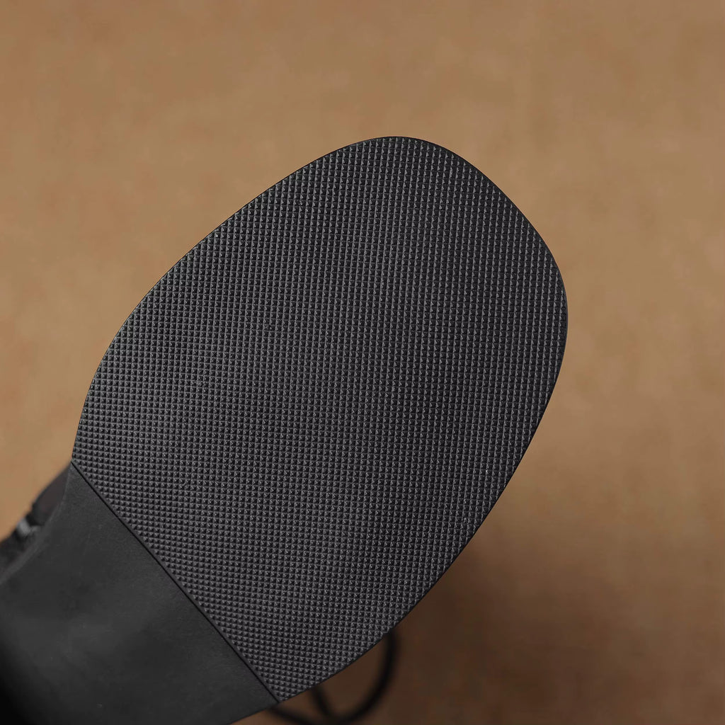 Bottines à lacet en cuir à talon rond – MARÉLIA