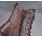 Bottines en cuir à lacet talon plat – VÉONA