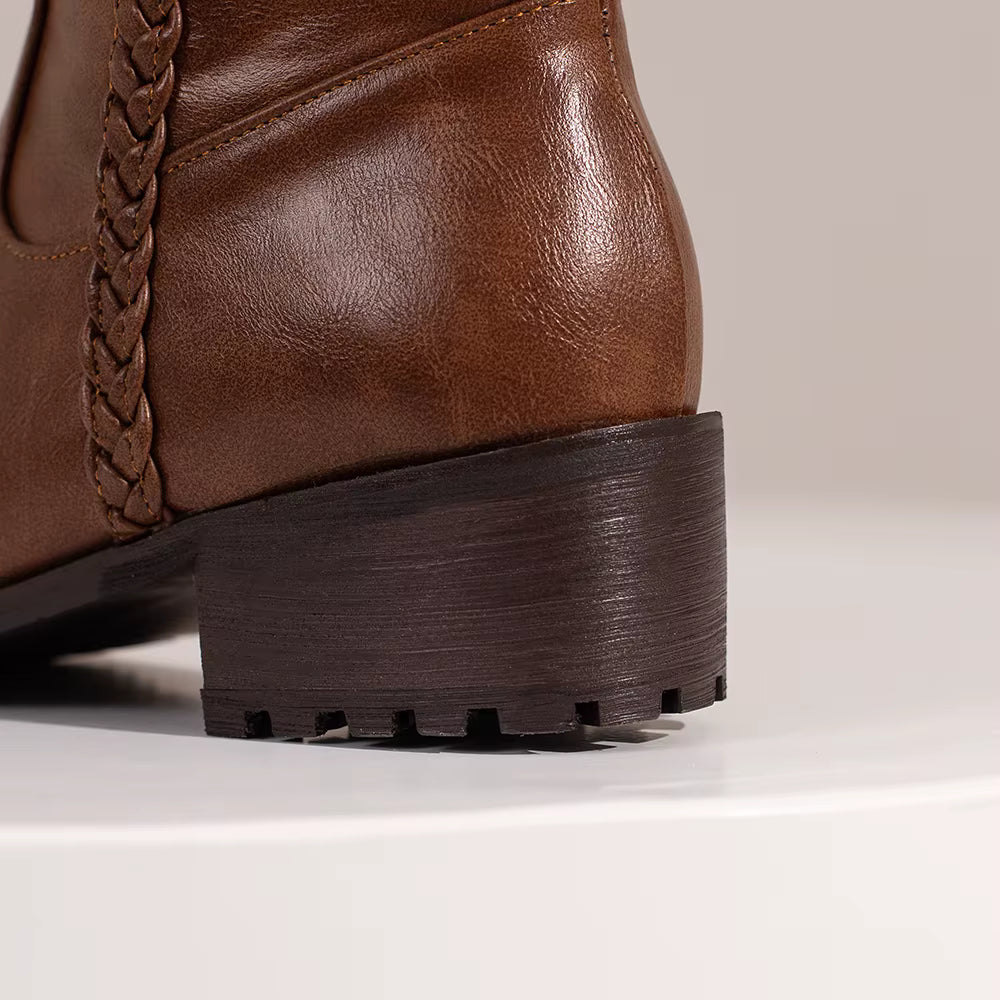 Bottes hautes en similicuir à talon rond – Vintage VÉRÉA