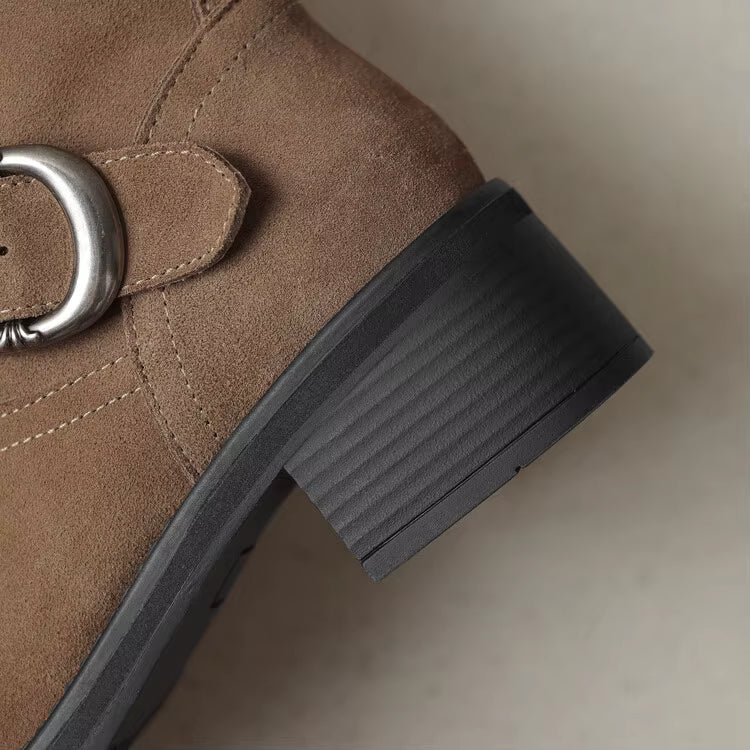 Bottines en daim à talon rond – LORÉA