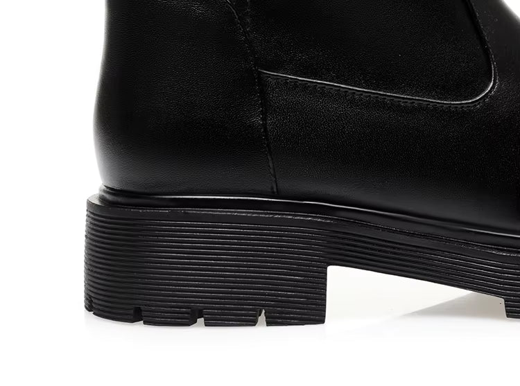 Bottes hautes en cuir à semelle crantée – AURÉA