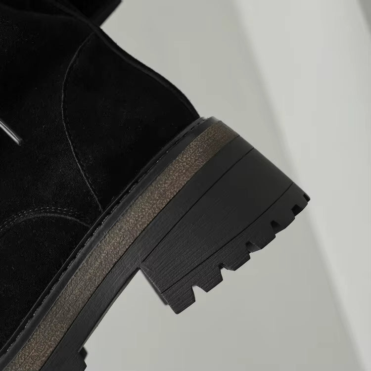 Bottines à lacets en daim à talon avec semelle crantée – MÉLORA