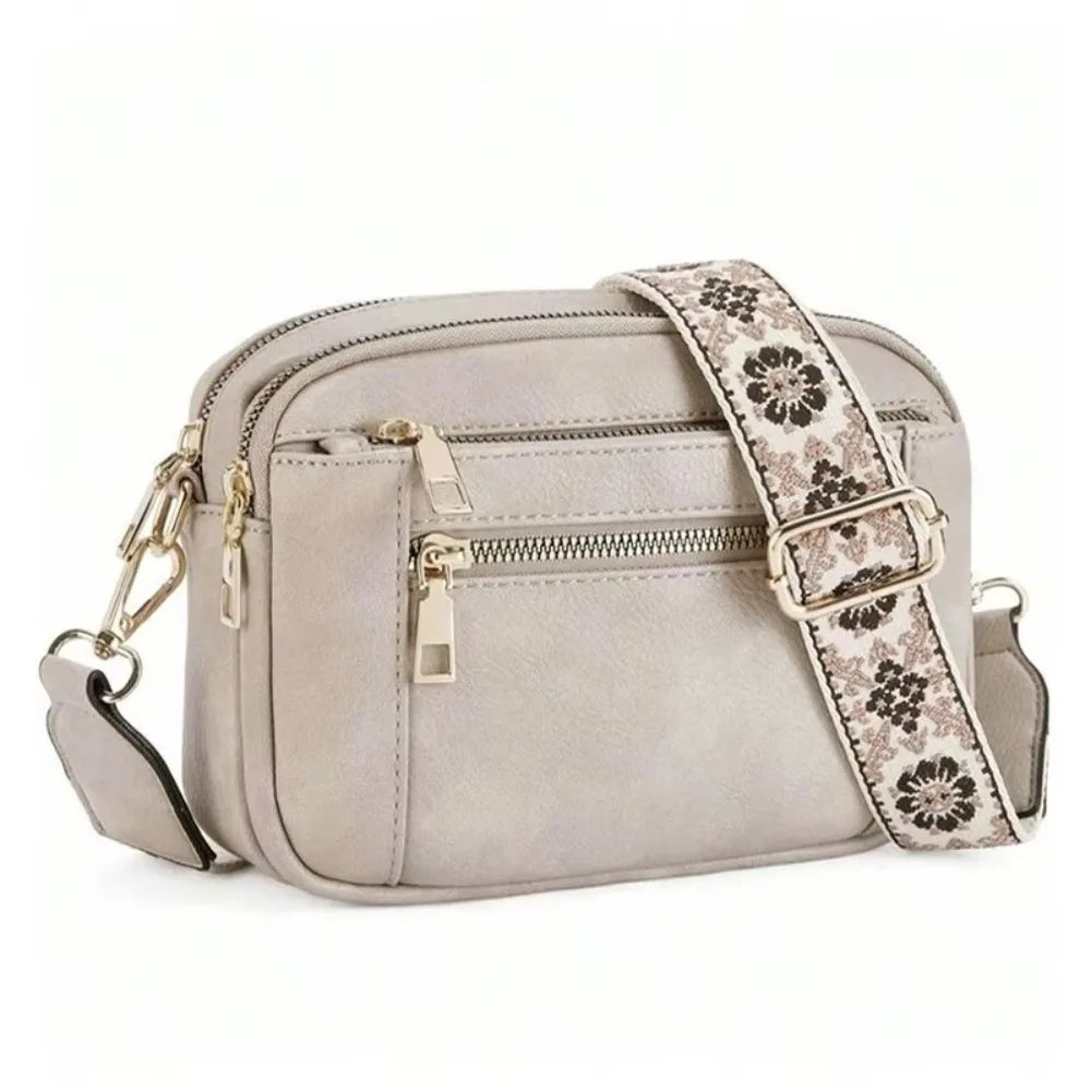 Sac bandoulière femme multipoche cuir souple - Anaïs