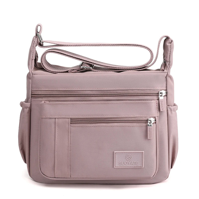 Sac bandoulière femme large sangle multi-poches - Rosa