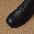 Bottines à lacet en cuir à talon rond – MARÉLIA