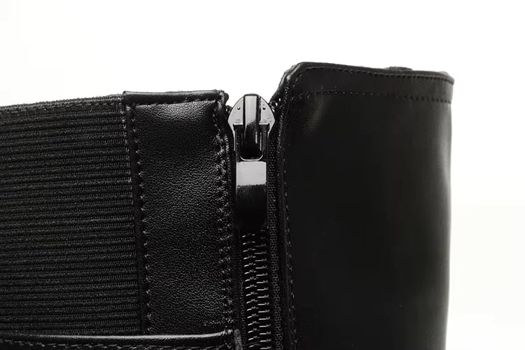 Bottes hautes en cuir à semelle crantée – AURÉA